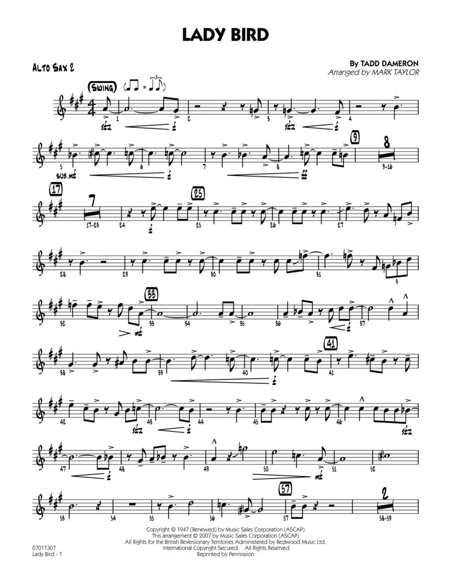 Lady Bird - Alto Sax 2 Alto Saxophone scores gallery preview page 1