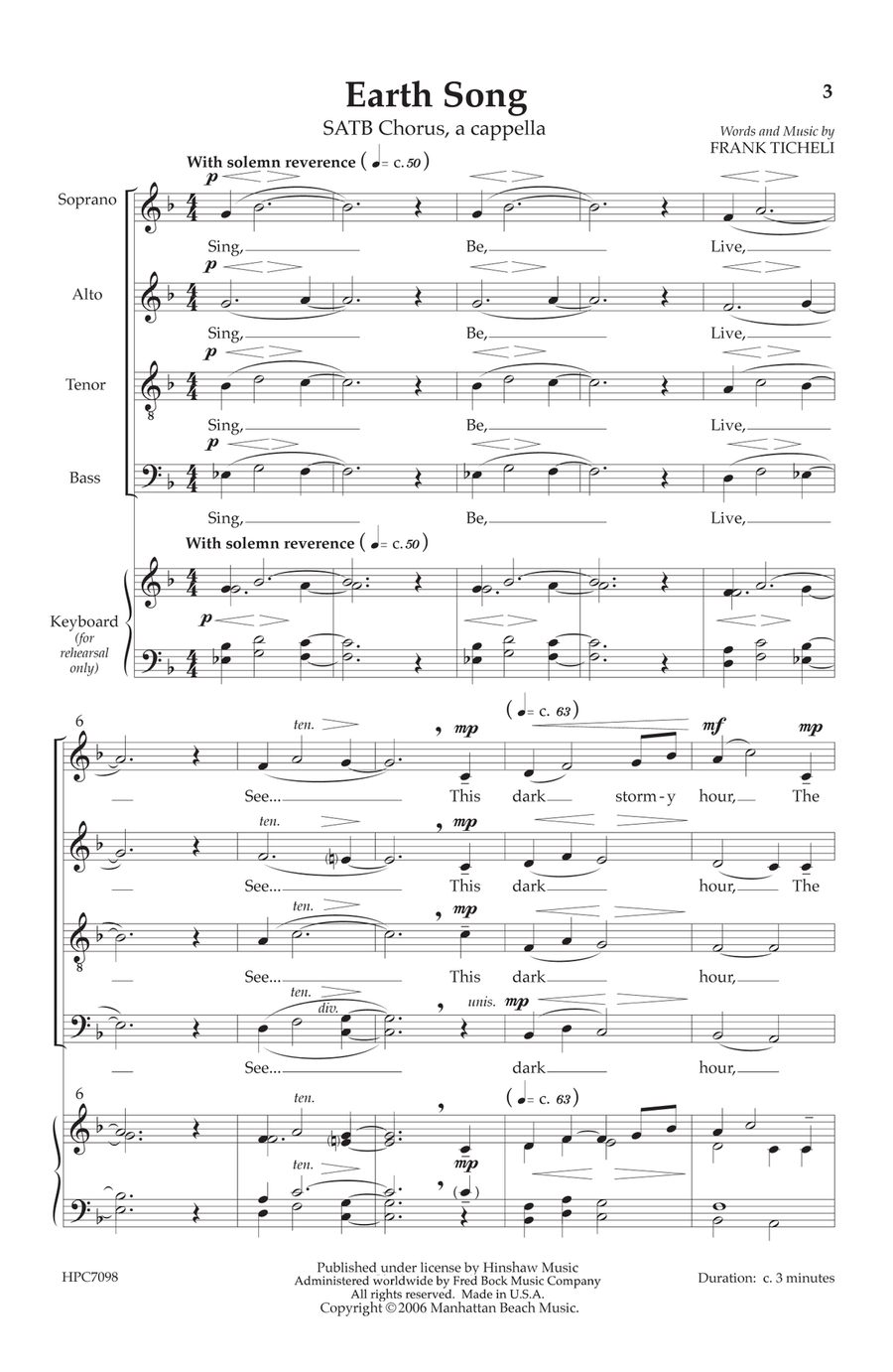 Earth Song 4-Part scores gallery preview page 1