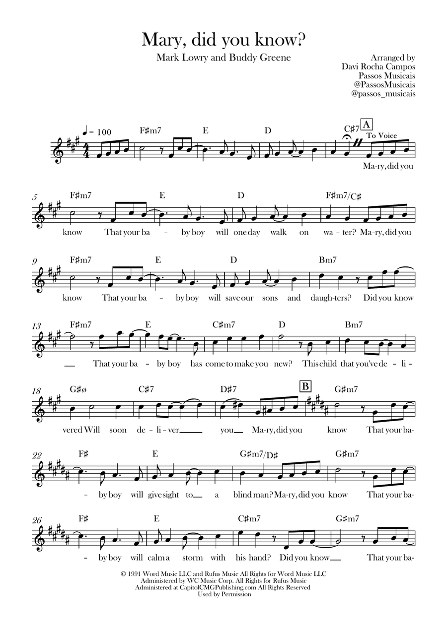 Mary, Did You Know? Mary, Did You Know? Piano scores gallery preview page 1