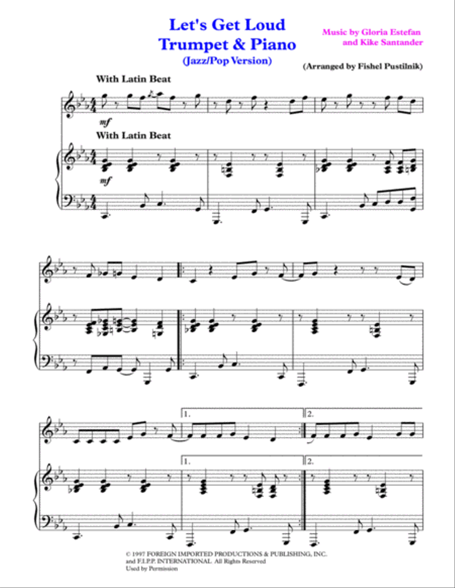 Let's Get Loud Trumpet Solo scores gallery preview page 2