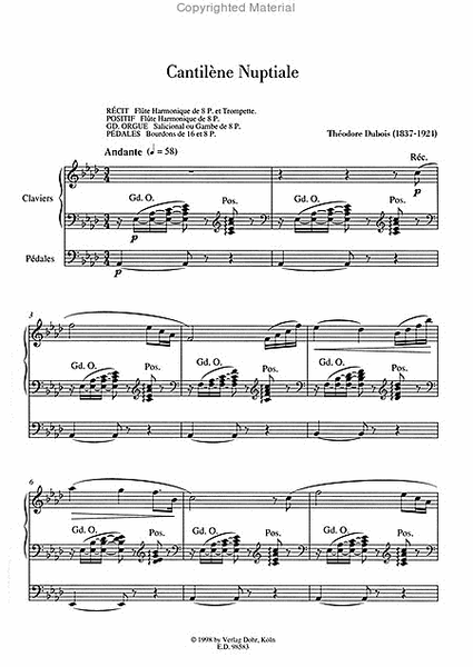 Cantiléne Nuptiale für Orgel As-Dur