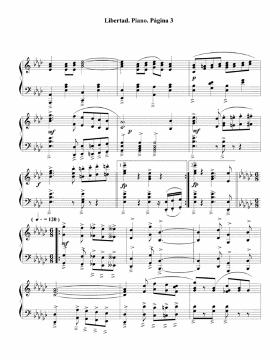 Libertad. Marcha No 2 Opus 1 No 16 Por: JUAN CARLOS CORTÉS A. Piano Method scores gallery preview page 3