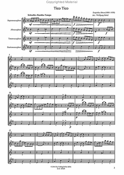 Tico Tico -Rumba- (für Saxophonquartett (SATBar))