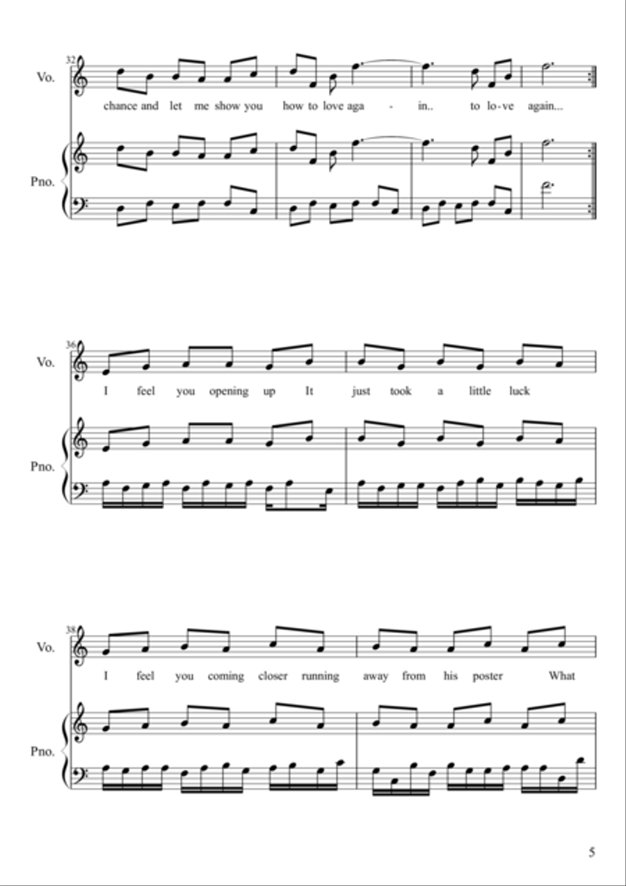 Baby (To Love Again) Piano Solo scores gallery preview page 5
