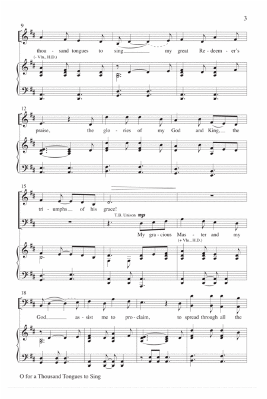 O For a Thousand Tongues to Sing 4-Part scores gallery preview page 3