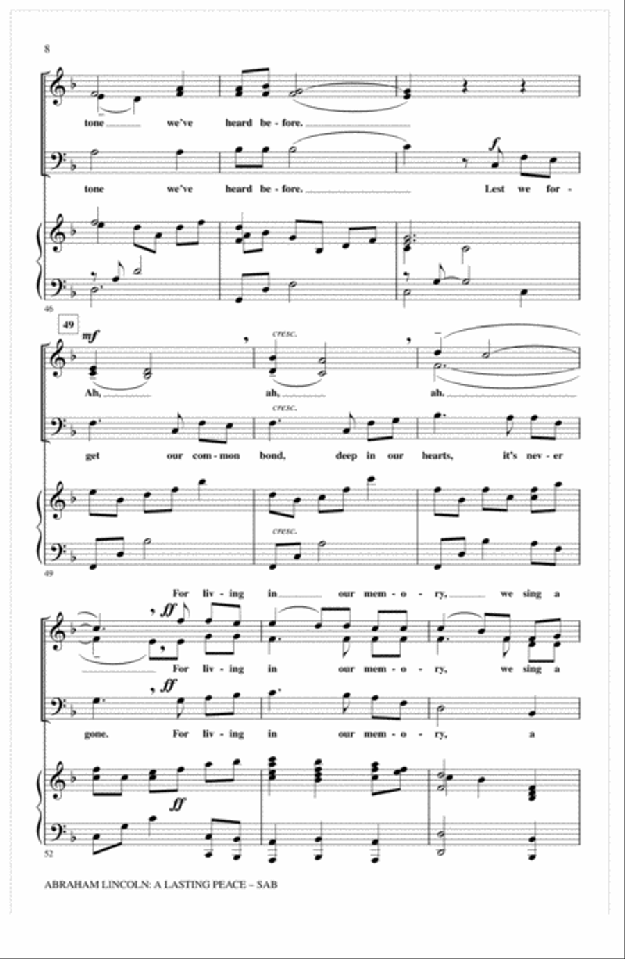 Abraham Lincoln: A Lasting Peace 3-Part scores gallery preview page 6