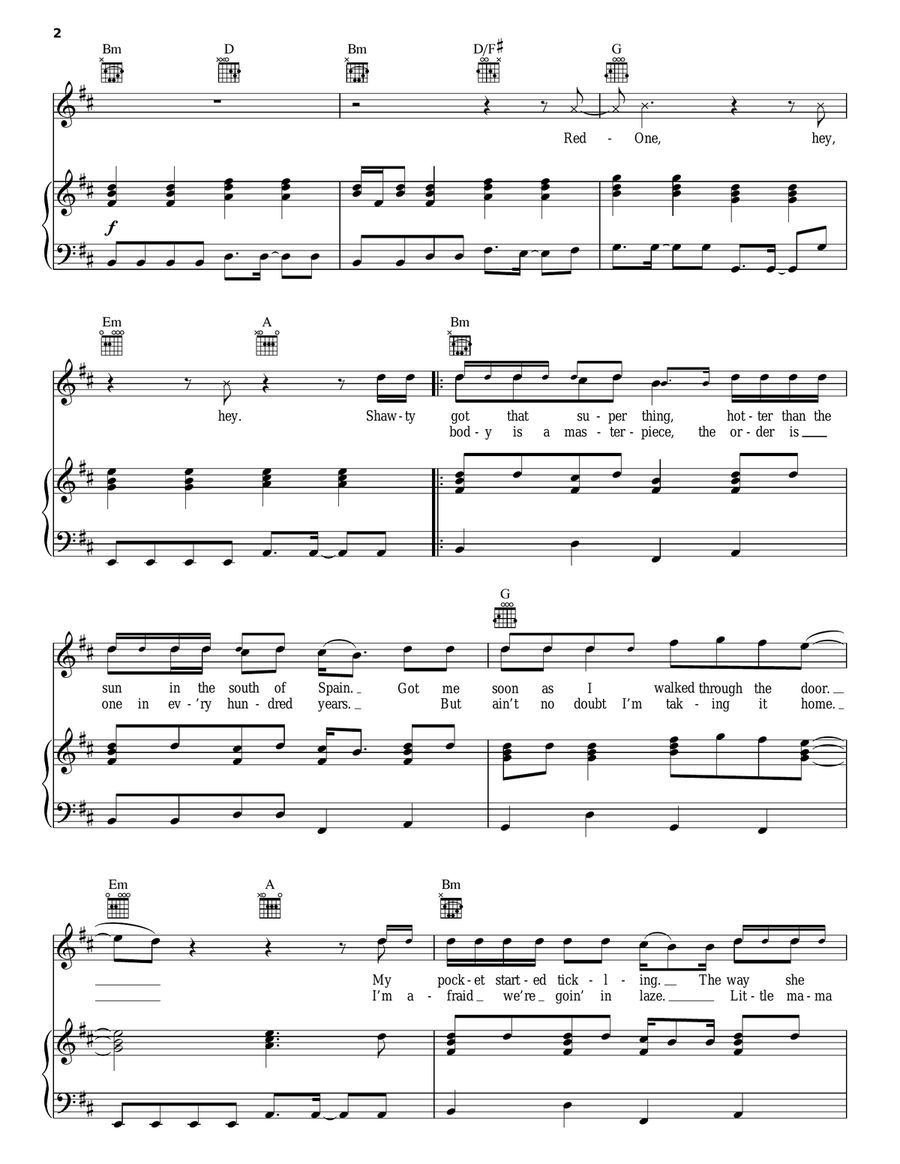 Fire Burning Piano, Vocal, Guitar scores gallery preview page 2