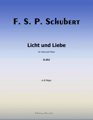 Book cover for Licht und Liebe, by Schubert, in B Major