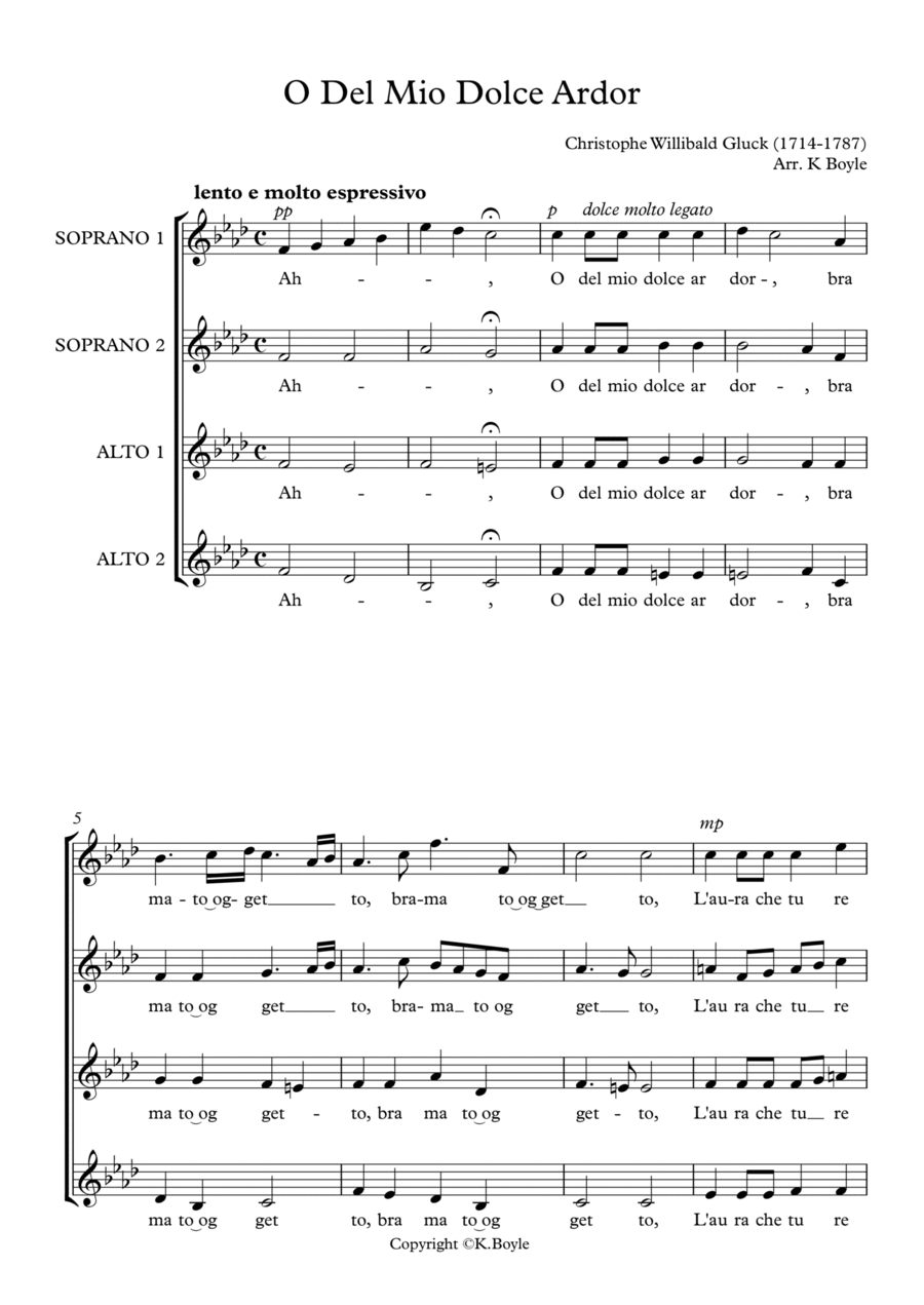 O Del Mio Dolce Ardor (SSAA) SSAA scores gallery preview page 1