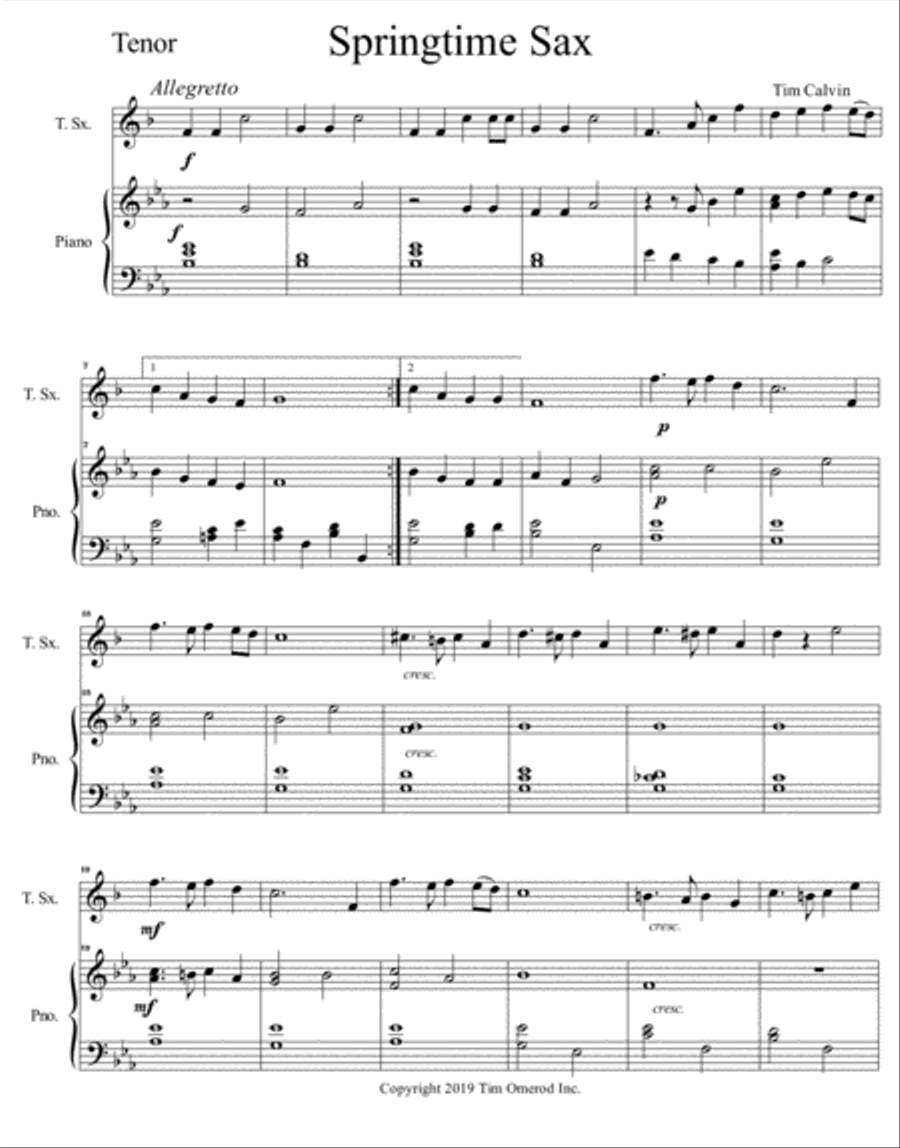 Springtime Sax Tenor Saxophone scores gallery preview page 2