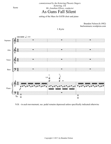 As Guns Fall Silent (Mass Setting for SATB choir and piano) image number null