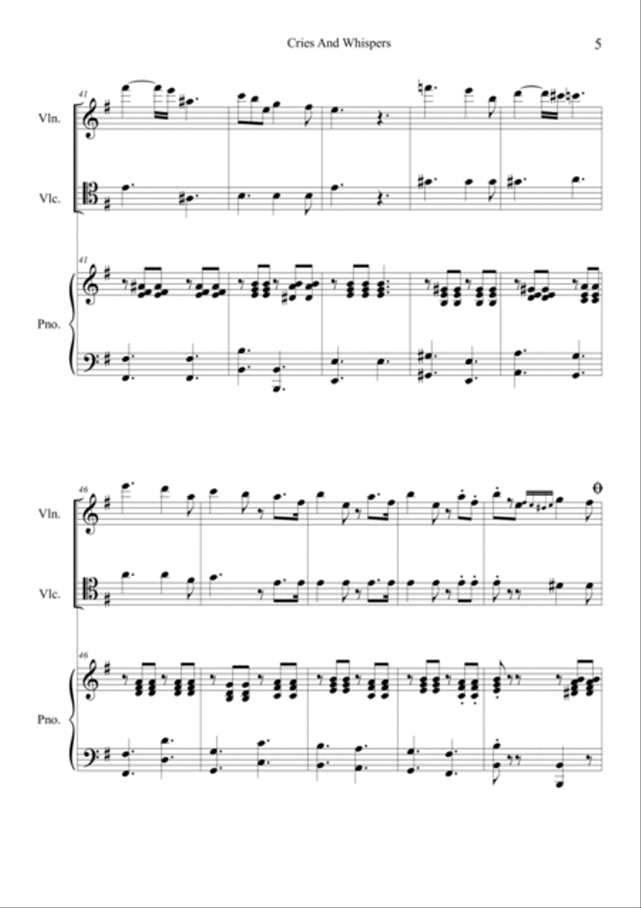 Cries and Whispers Cries and Whispers Piano Trio scores gallery preview page 5