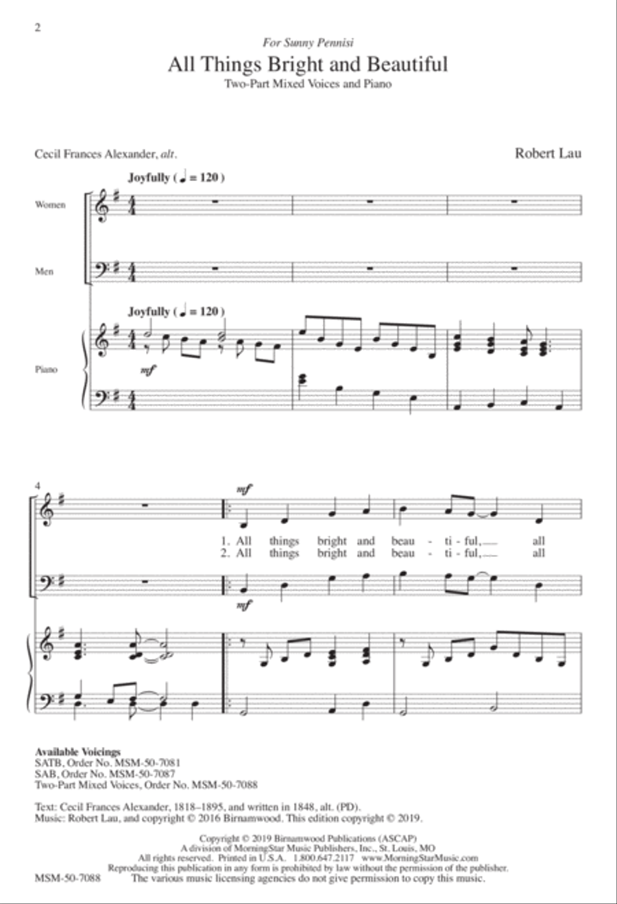 All Things Bright and Beautiful 2-Part scores gallery preview page 2