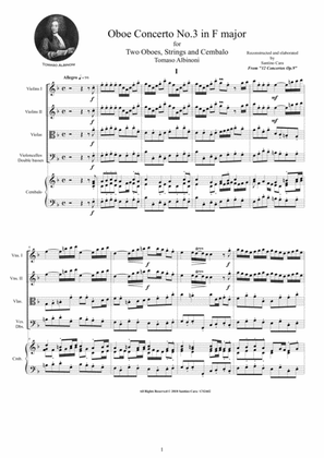 Albinoni - Oboe Concerto No.3 in F major Op.9 for Two Oboes, Strings and Cembalo