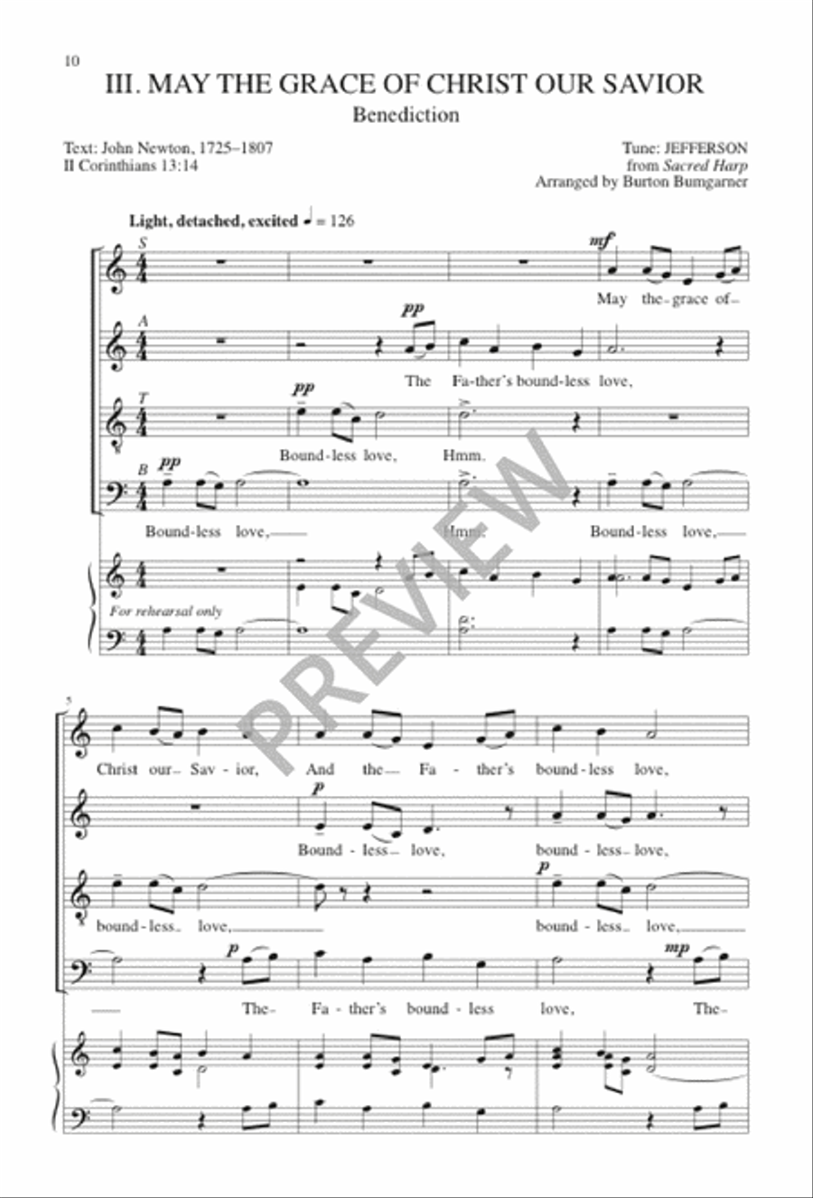 Three Hymn Arrangements from Sacred Harp 4-Part scores gallery preview page 10