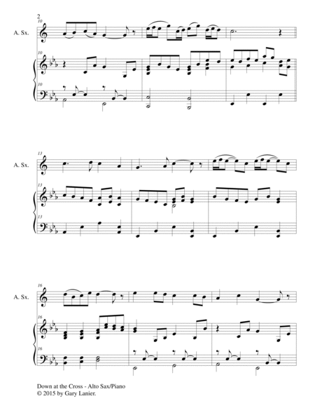 DOWN AT THE CROSS (Duet – Alto Sax and Piano/Score and Parts) image number null