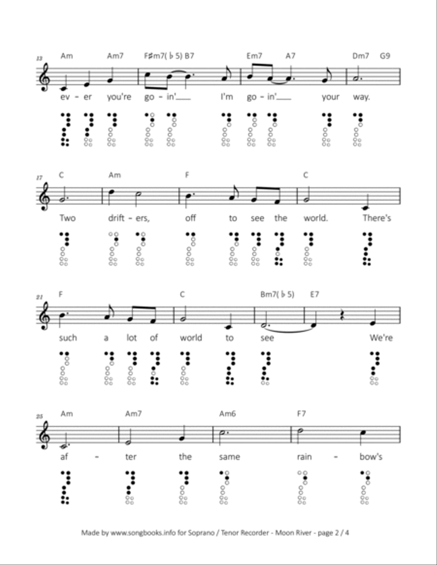 Moon River Soprano Recorder scores gallery preview page 2