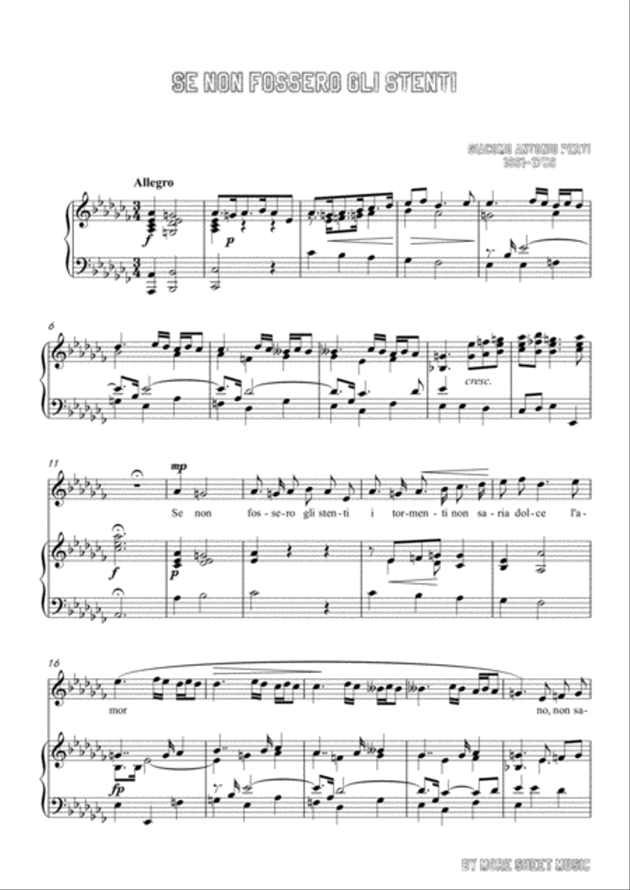 Perti-Se non fossero gli stenti in a flat minor,for Voice and Piano Voice Solo scores gallery preview page 3