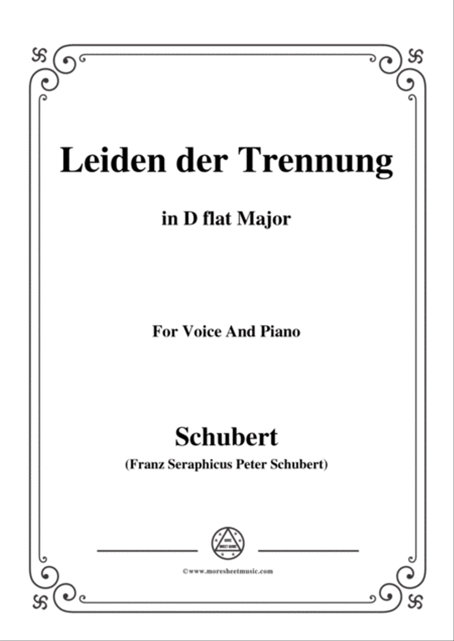 Schubert-Leiden der Trennung,in D flat Major,for Voice&Piano Voice scores gallery preview page 1