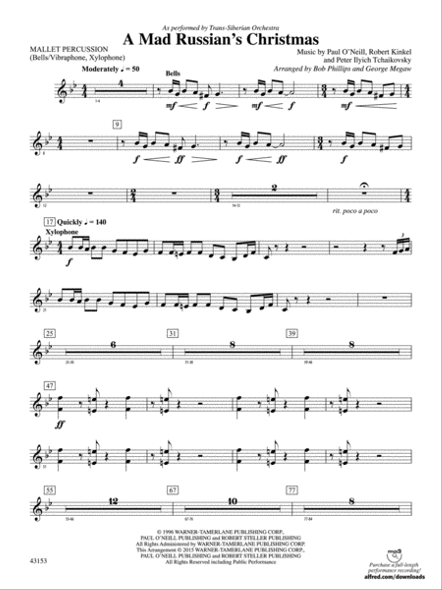 A Mad Russian's Christmas: Mallets Concert Band scores gallery preview page 1
