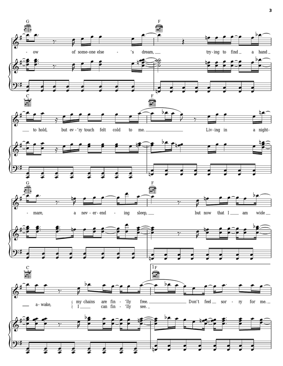 Shadow Piano, Vocal, Guitar scores gallery preview page 3