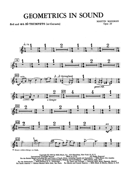 Geometrics in Sound, Op. 29: 3rd & 4th B-flat Trumpets