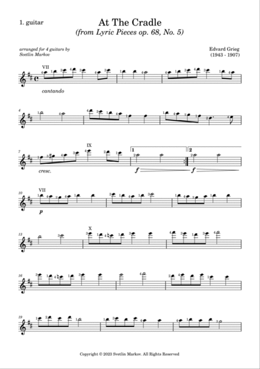 At The Cradle (from Lyric Pieces, op. 68, No. 5) Classical Guitar scores gallery preview page 6