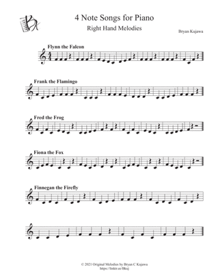 4 Note Songs for Piano (CDEF right hand)
