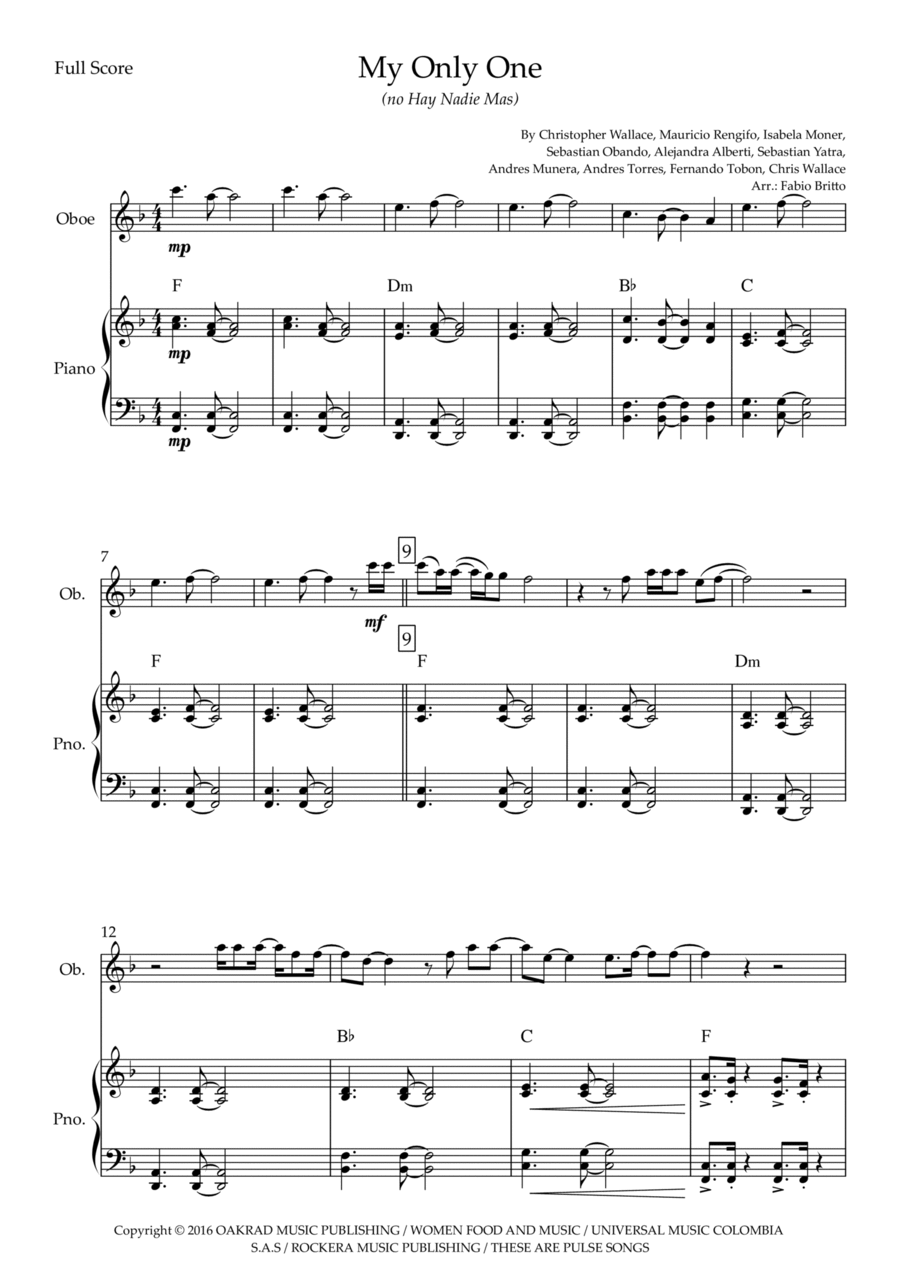 My Only One (no Hay Nadie Mas) Piano scores gallery preview page 1