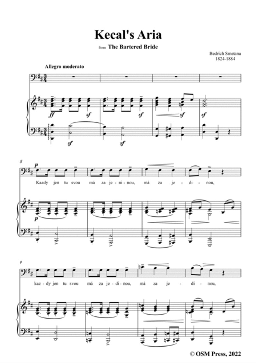 Smetana-Kecal's Aria,from The Bartered Bride,for Voice and Piano Voice Solo scores gallery preview page 3
