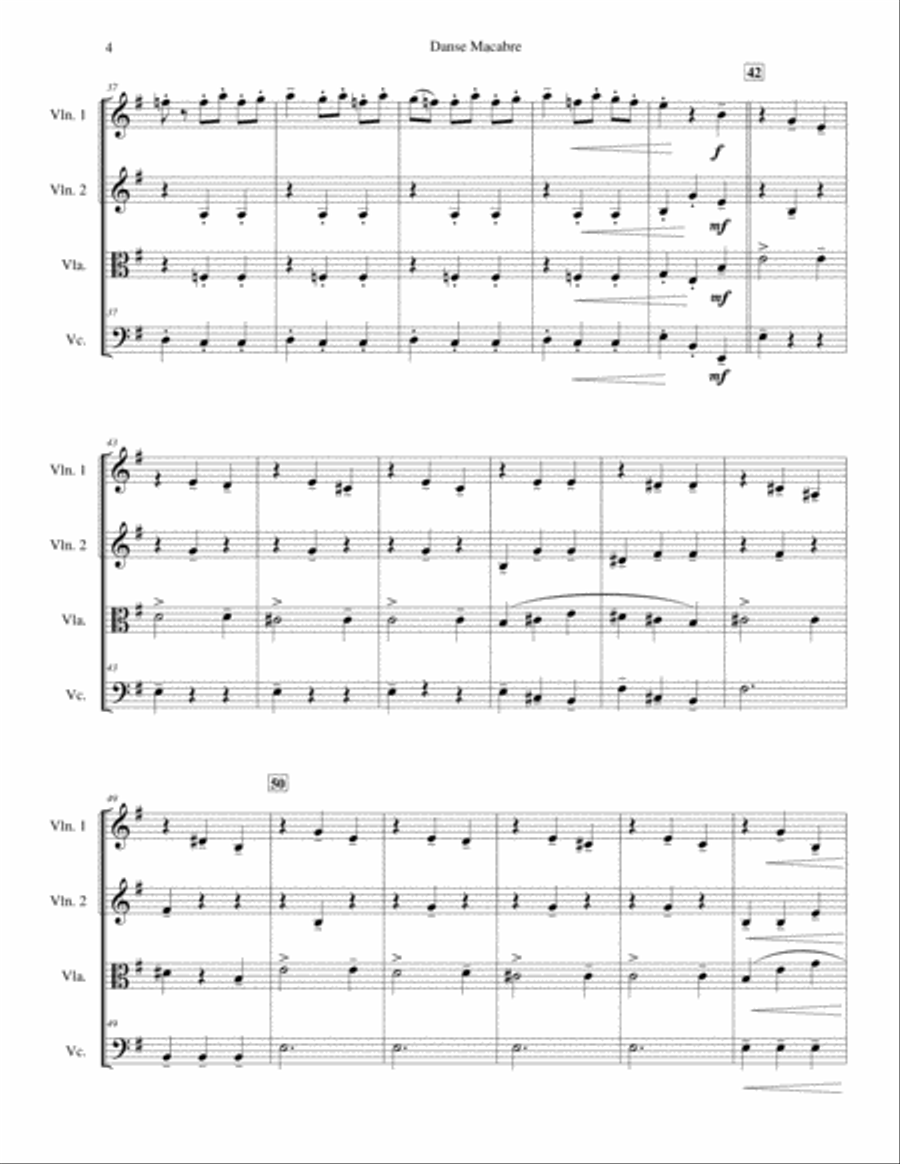 Danse Macabre for String Quartet String Quartet scores gallery preview page 4