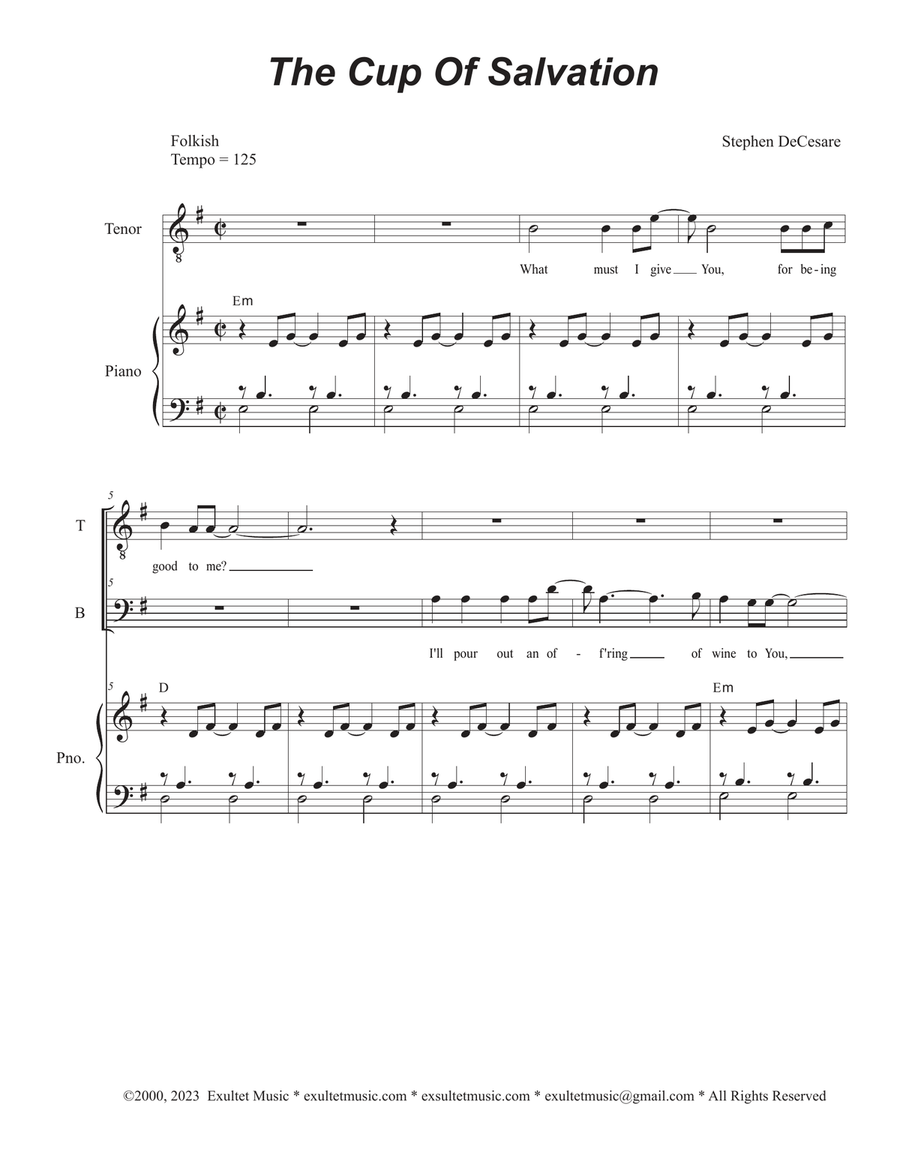 The Cup Of Salvation (2-part choir - (TB)