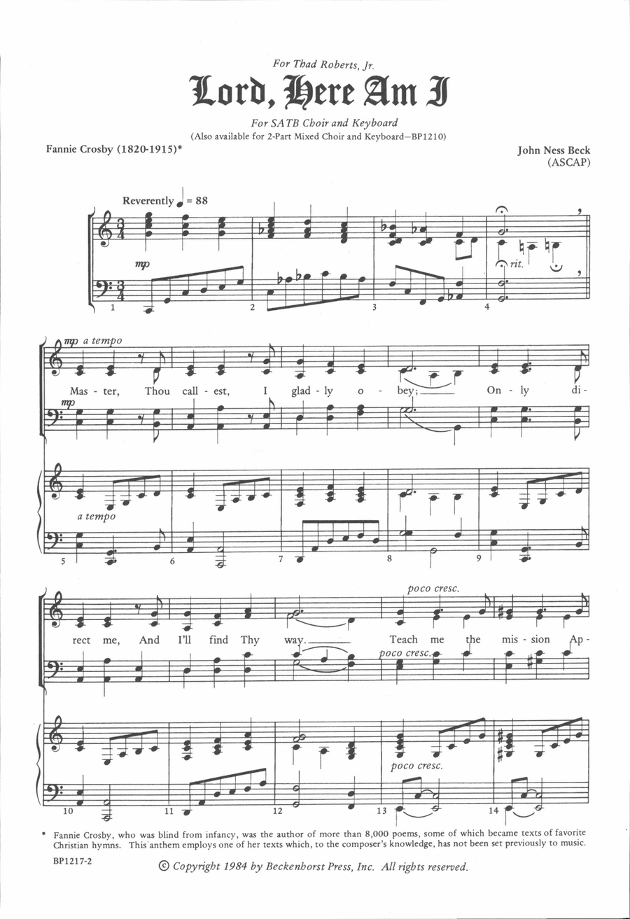 Lord, Here Am I - SATB 4-Part scores gallery preview page 2