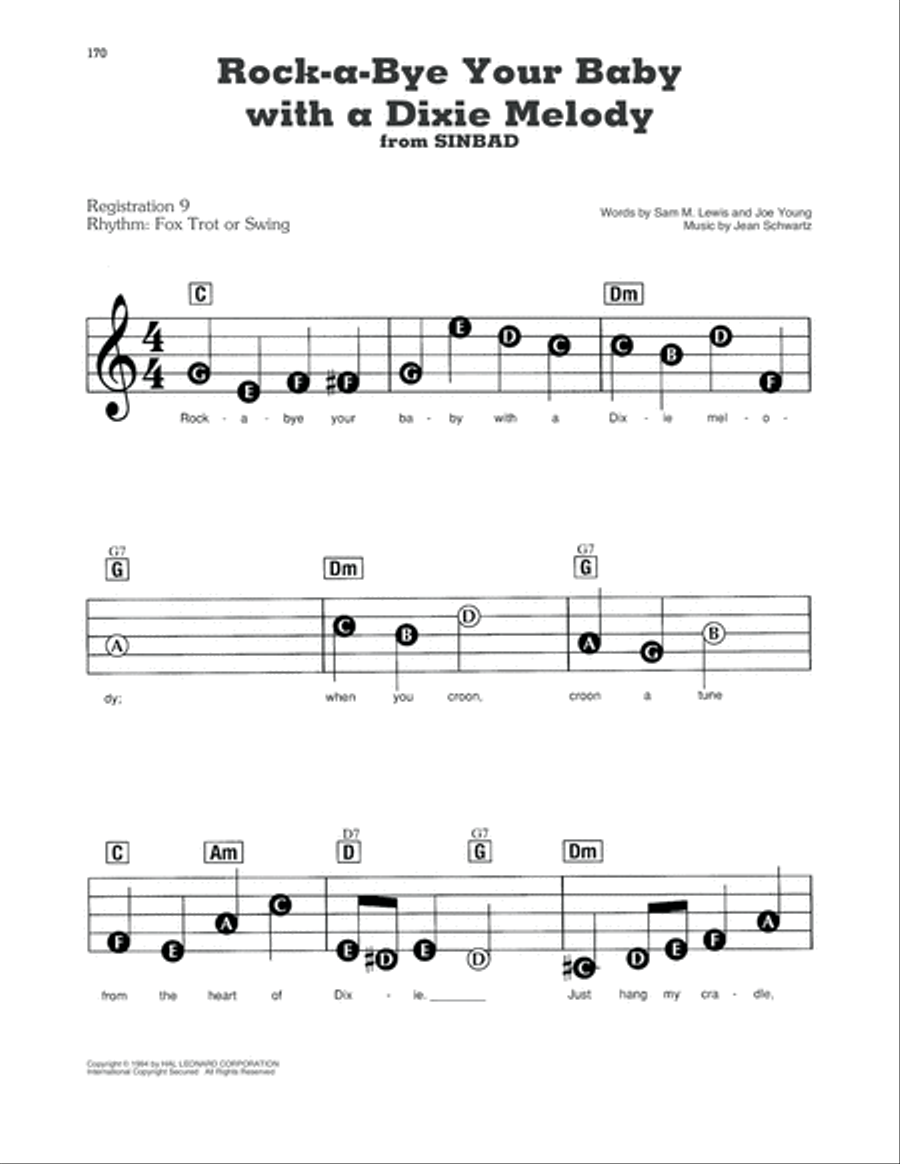 Rock-A-Bye Your Baby With A Dixie Melody (from Sinbad) Electronic Keyboard scores gallery preview page 1