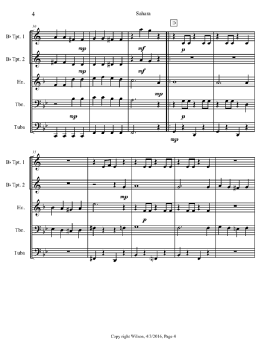 Sahara Brass Quintet scores gallery preview page 5