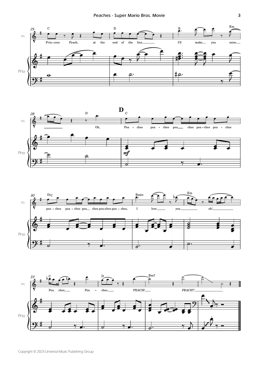 Peaches Piano, Vocal scores gallery preview page 5