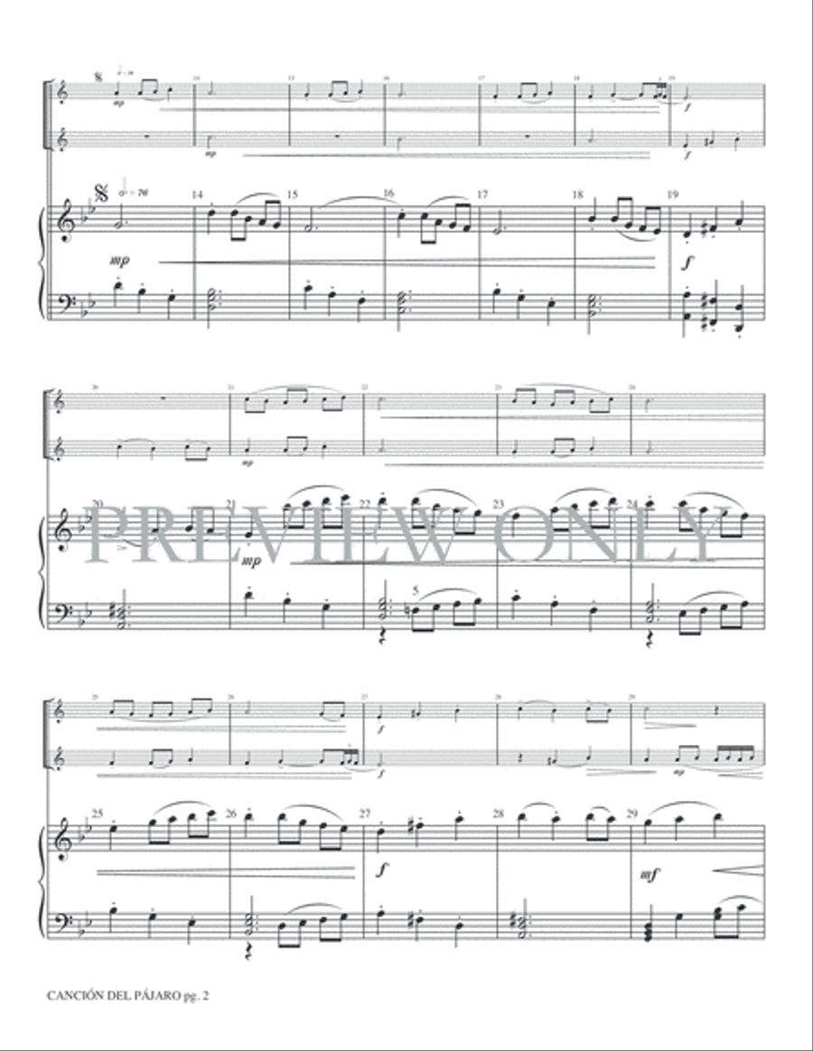 Canción del Pájaro (Song of the Bird) Trumpet Duet scores gallery preview page 4