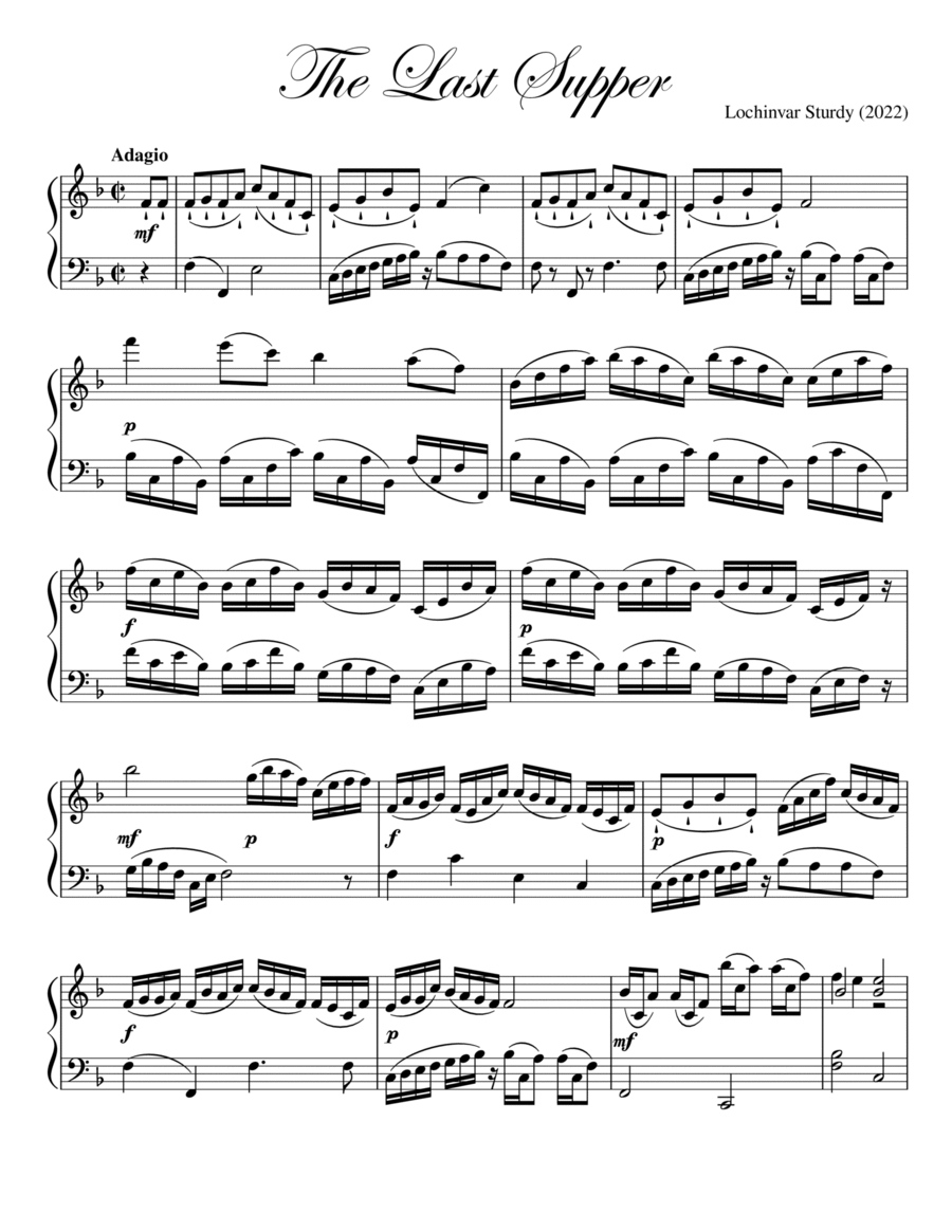 The Last Supper Piano Solo scores gallery preview page 1