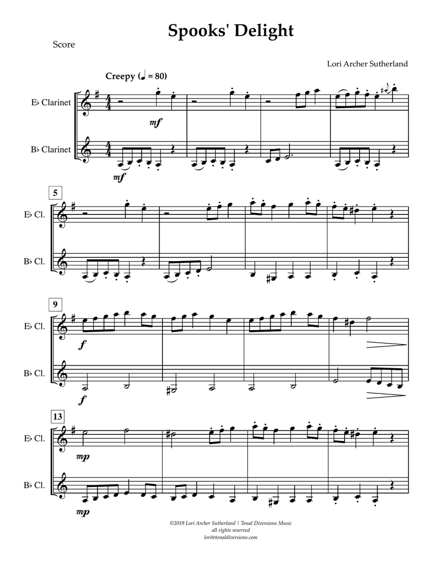 Spooks' Delight Spooks' Delight Clarinet Duet scores gallery preview page 3