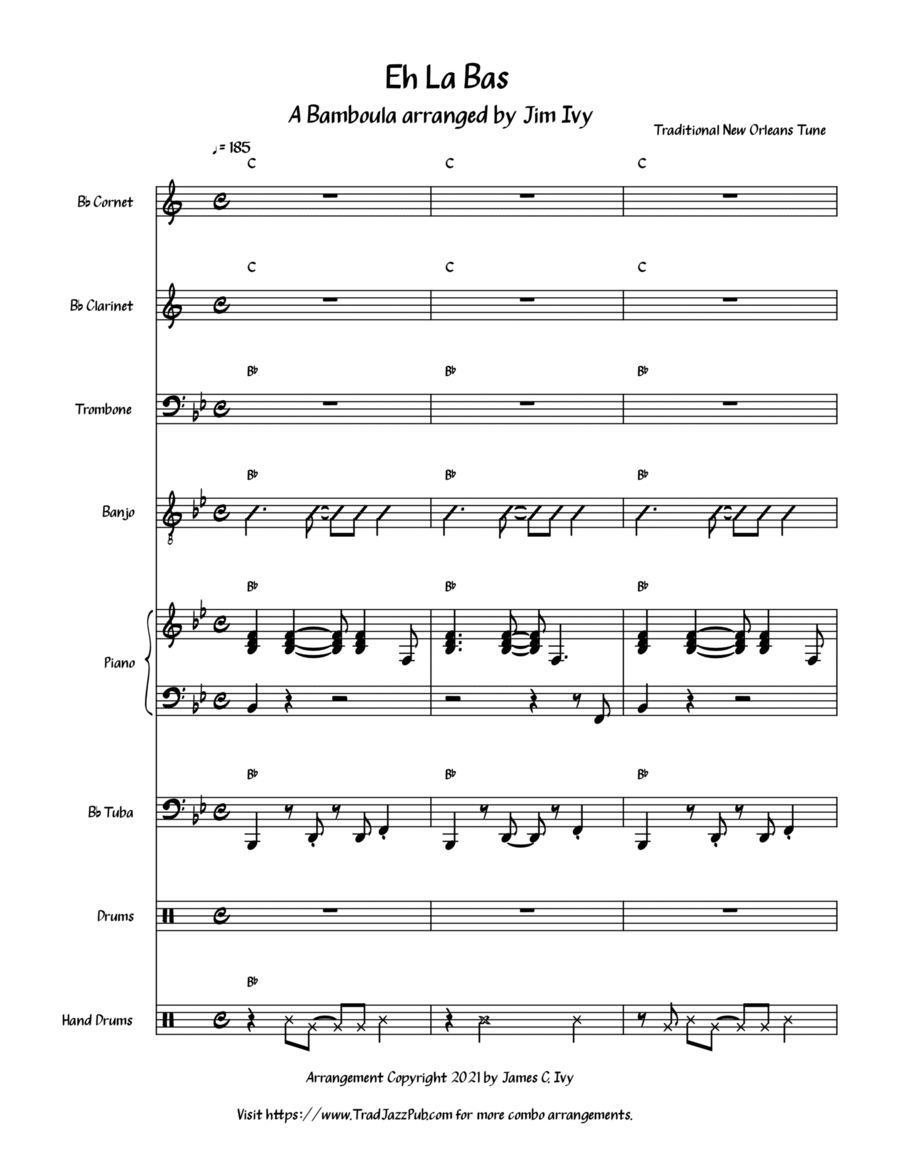 Eh La Bas Bamboula Jazz Ensemble scores gallery preview page 1