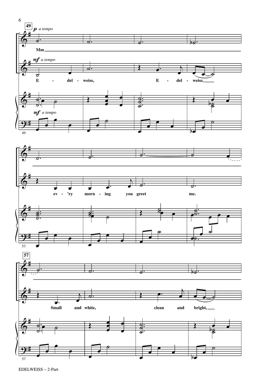 Edelweiss (from The Sound Of Music) 2-Part scores gallery preview page 5