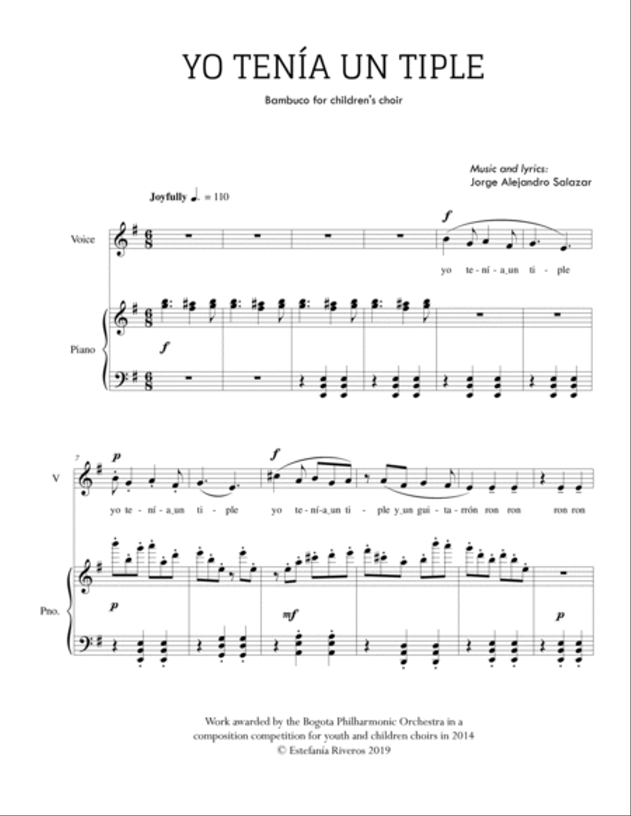 Yo Tenía Un Tiple Unison Choir scores gallery preview page 3