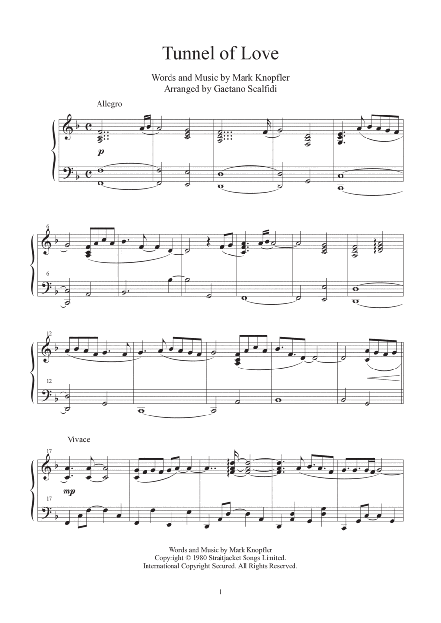 Tunnel Of Love Piano Solo scores gallery preview page 1
