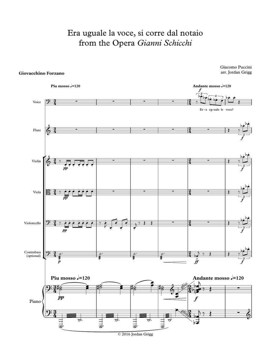 Era uguale la voce from Gianni Schicchi Era uguale la voce from Gianni Schicchi Large Ensemble scores gallery preview page 1