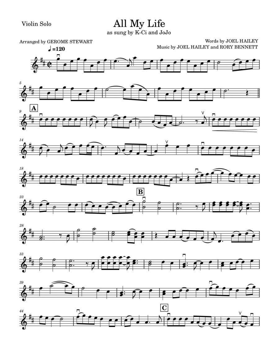 All My Life Violin Solo scores gallery preview page 1
