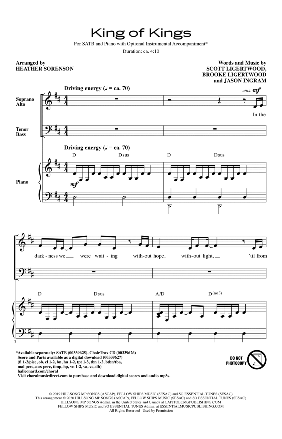King Of Kings (arr. Heather Sorenson) 4-Part scores gallery preview page 1