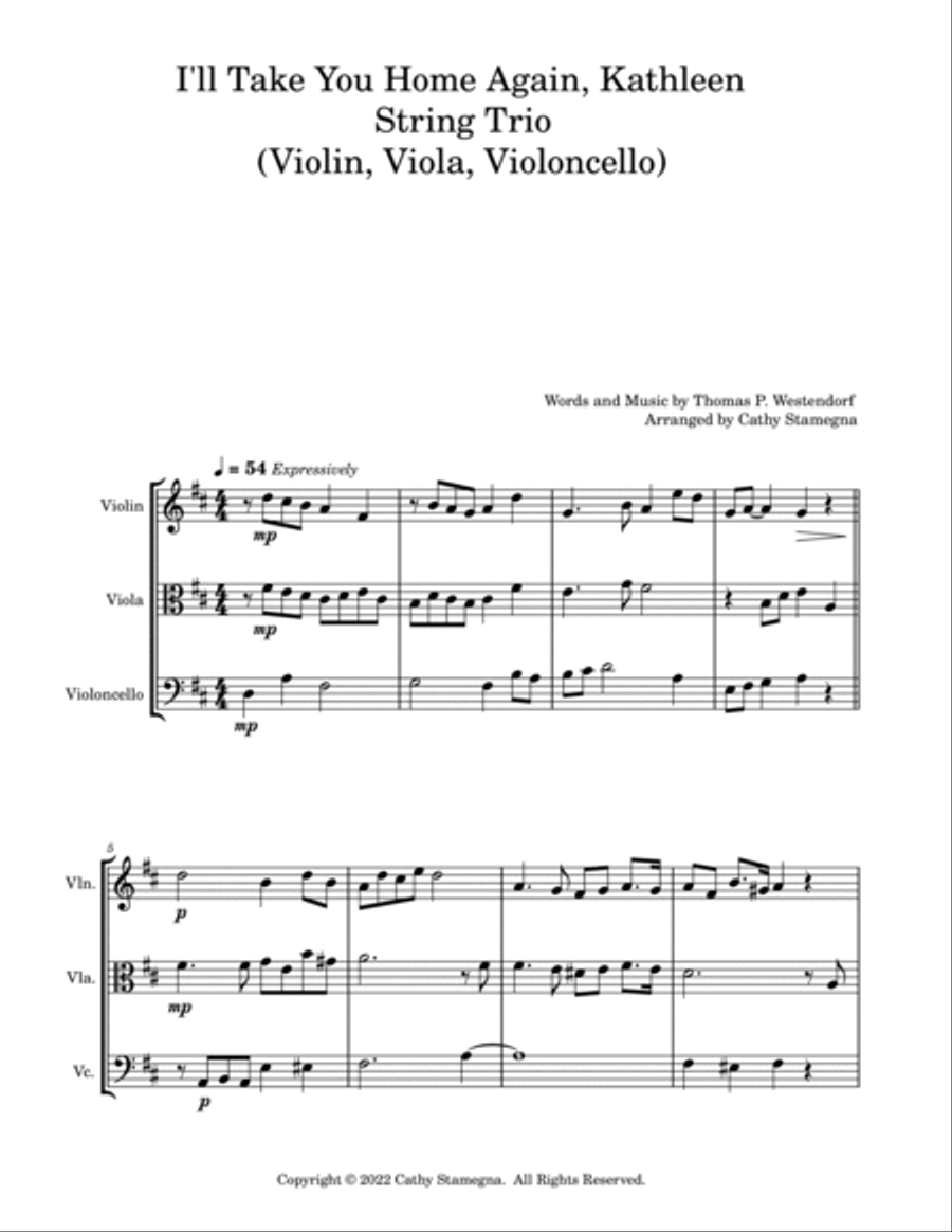 I’ll Take You Home Again, Kathleen (String Trio: Violin, Viola, Violoncello) String Trio scores gallery preview page 2