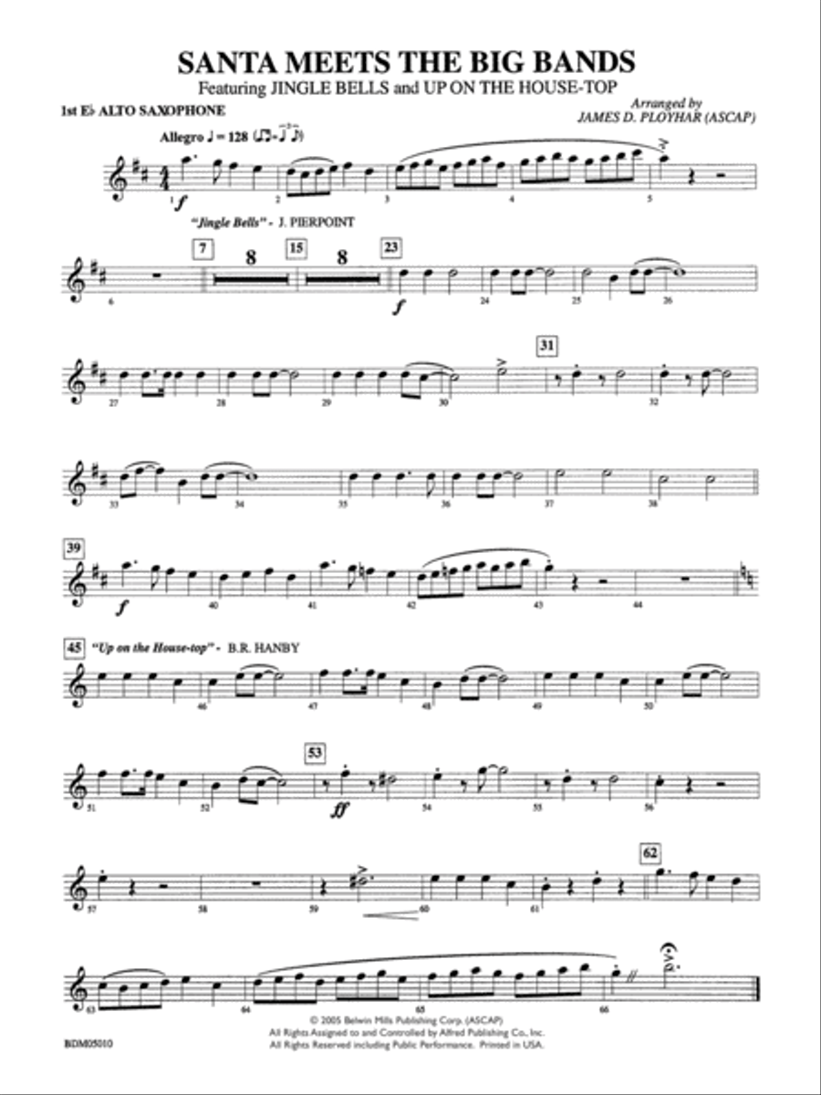 Santa Meets the Big Bands: E-flat Alto Saxophone Concert Band scores gallery preview page 1