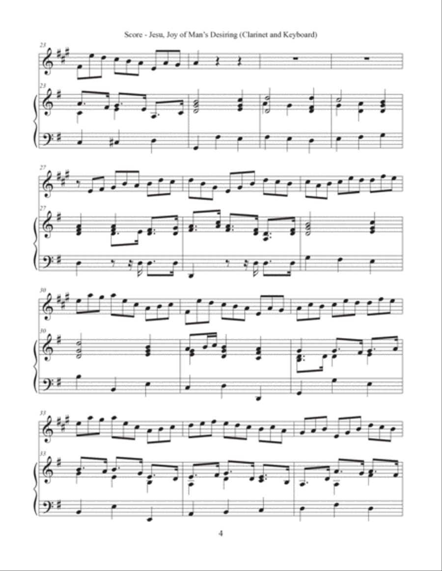 Jesu, Joy of Man's Desiring (Clarinet and Keyboard) B-Flat Clarinet scores gallery preview page 4