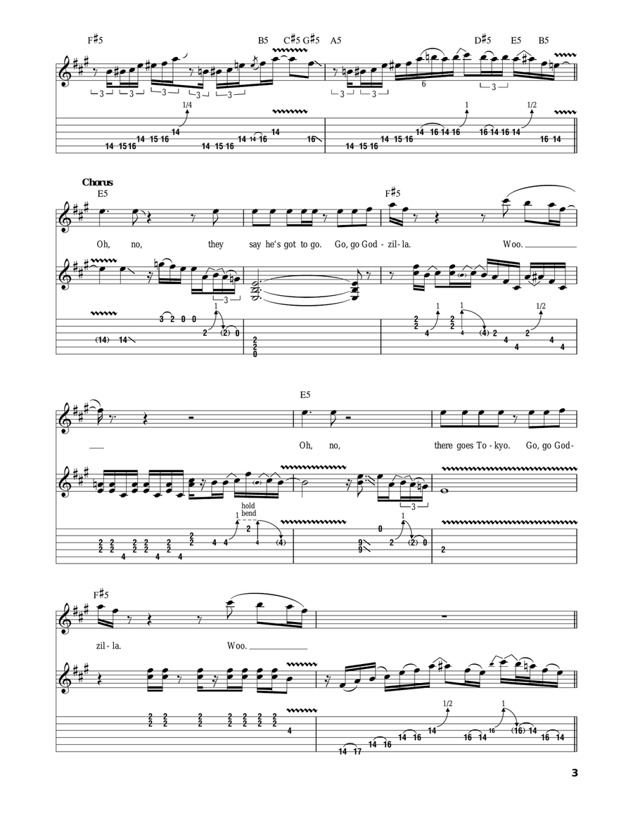 Godzilla Acoustic Guitar scores gallery preview page 3